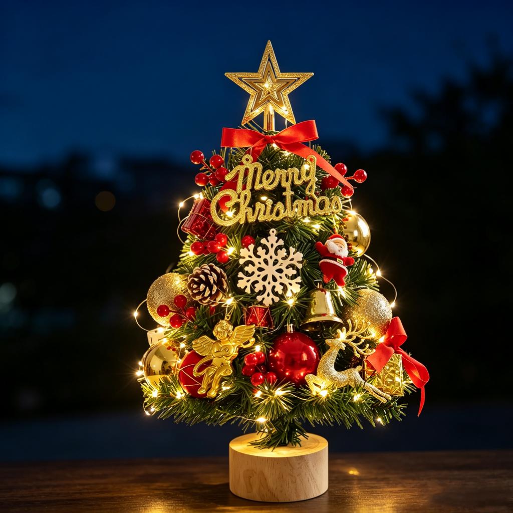 Christmas Tree Desktop Ornament Small Tabletop Holiday Decoration for Home