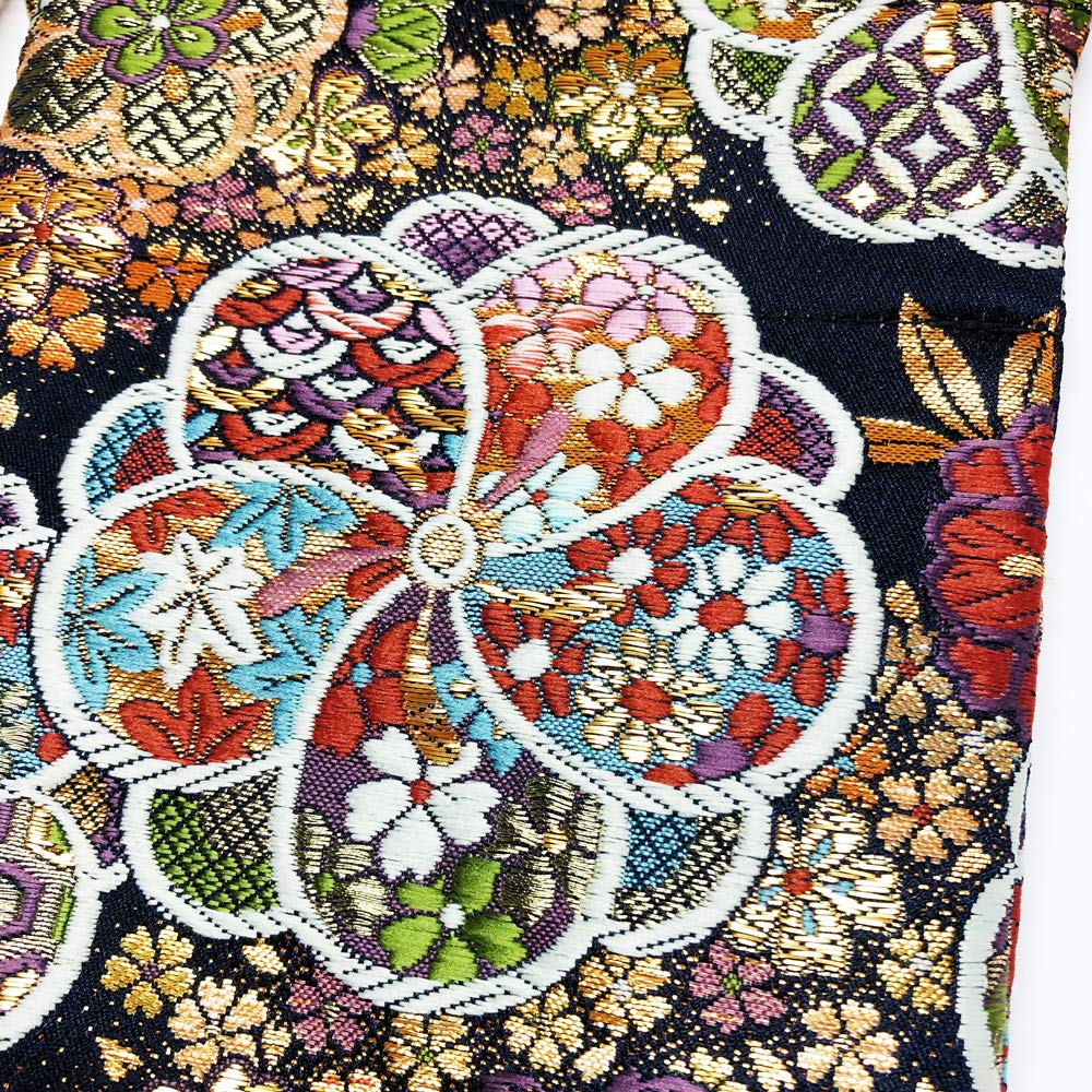 Kochi Bookbinding Goshuincho Drawstring Bag Plum Blossoms Small 11cm x 16cm Size / Seven-Colored (Dark Navy) /