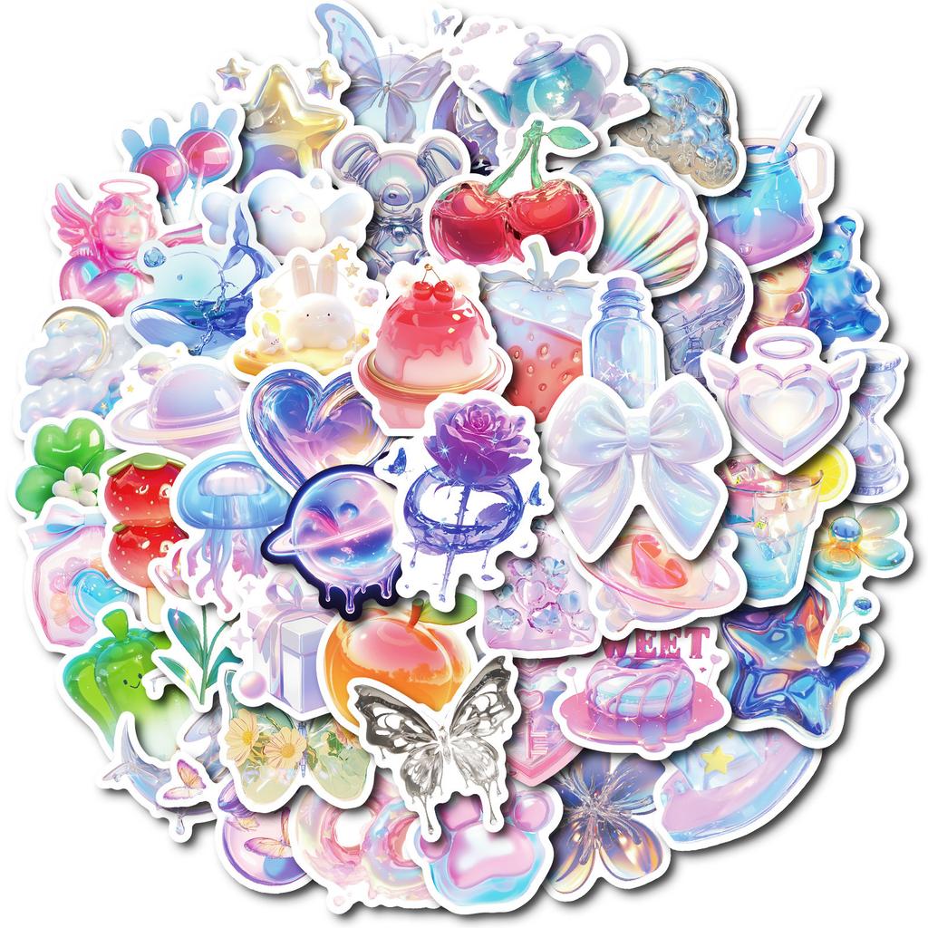 50 Creative Liquid Metal Waterproof Decorative Stickers DIY Mobile Phone Case Skateboard Laptop Water Cup