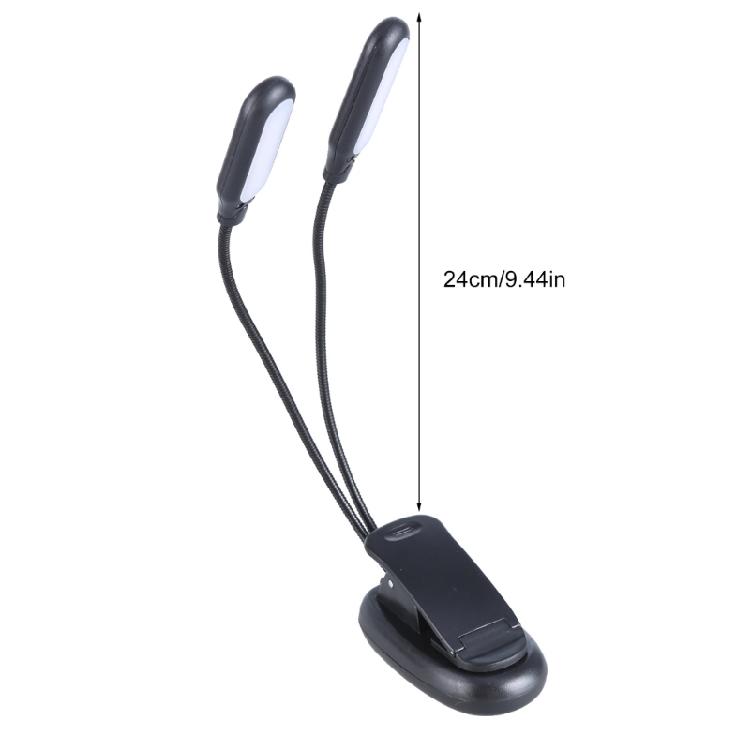 Two Arm USB Clip Light LED Desk Lamp Flexible 1000mAh Rechargeable Battery for Night Reading