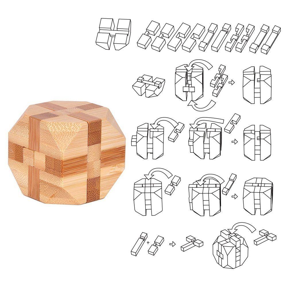 Bamboo IQ For Adults Kids Children Interlocking Puzzle Toy Brain Teaser Classic Toys Kong Ming Lock