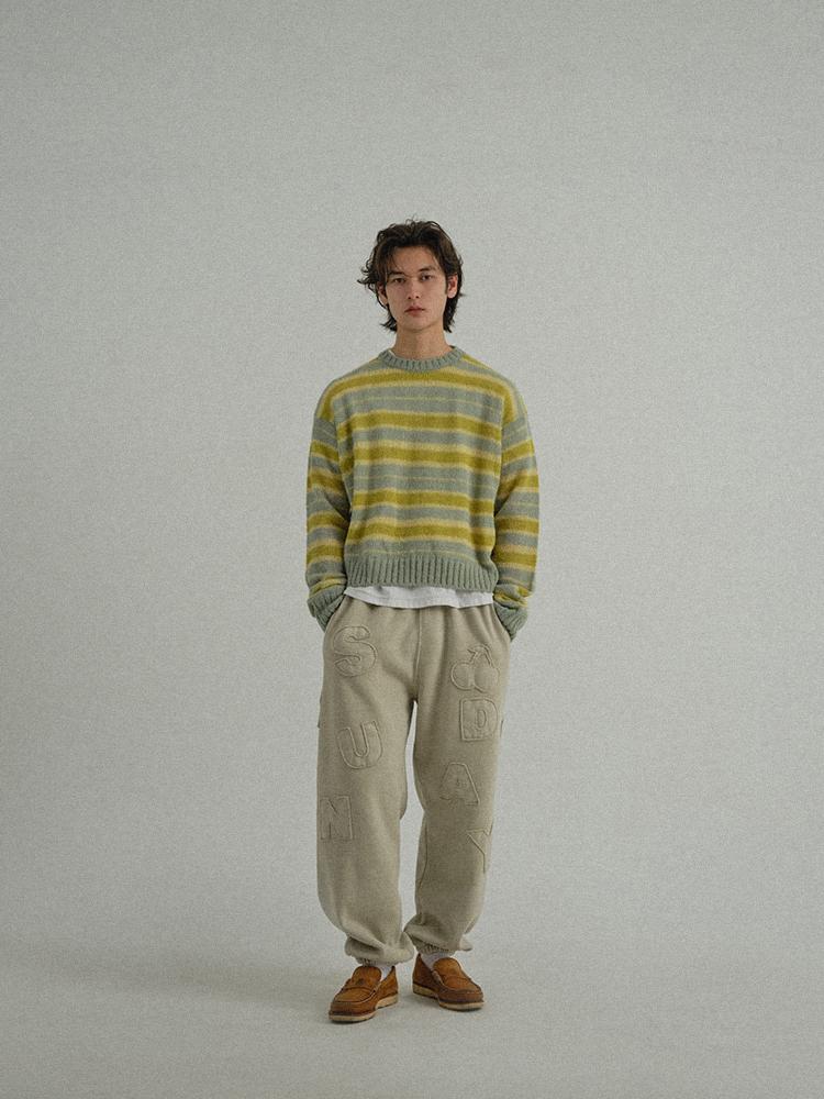 SUNDAY FRUIT MARKET Stripe Sun Knit Crew Mint