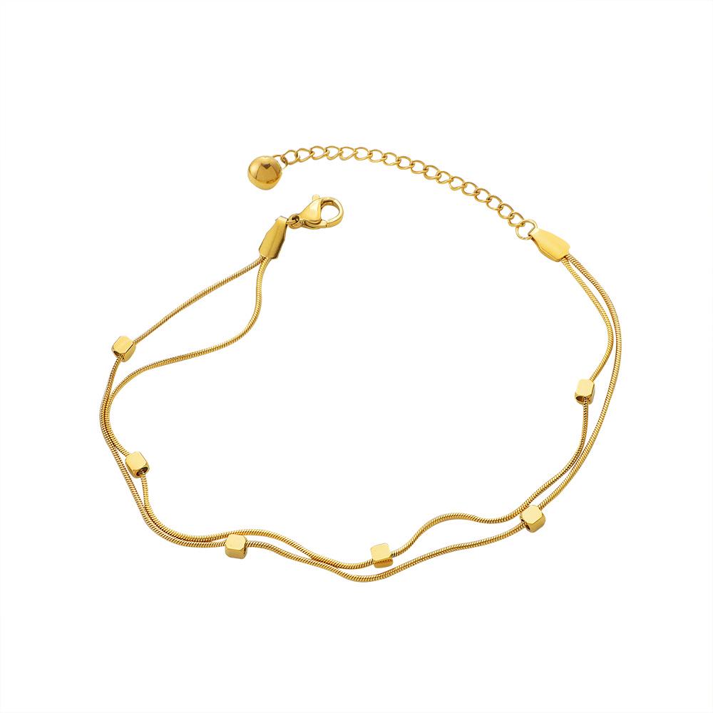 Exquisite Double Layer Snake Bone Anklet for Women – Luxury Titanium Steel Design, Perfect Gift for Besties