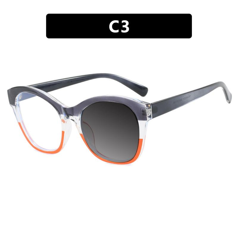 Luxury Brand Design Anti Blue Light Large Women  Patchwork Color Frame Photochromic Hyperopia Glasses Personalized +100~+600