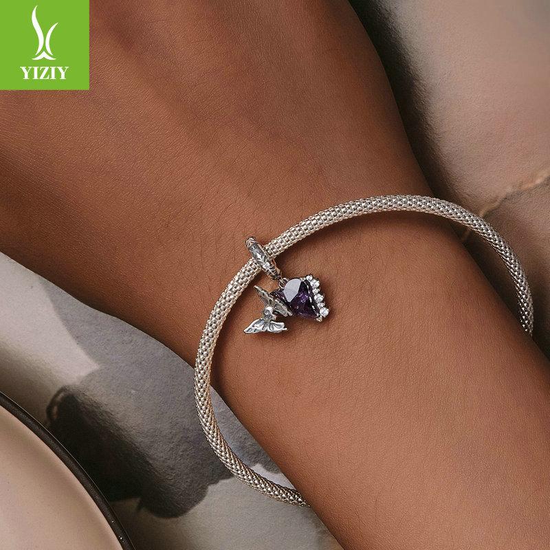 Mörk Dödskalle Fjäril Gör-det-själv Hänge Tillbehör, Halloween Isblomma Glas S925 Silver Pärlor