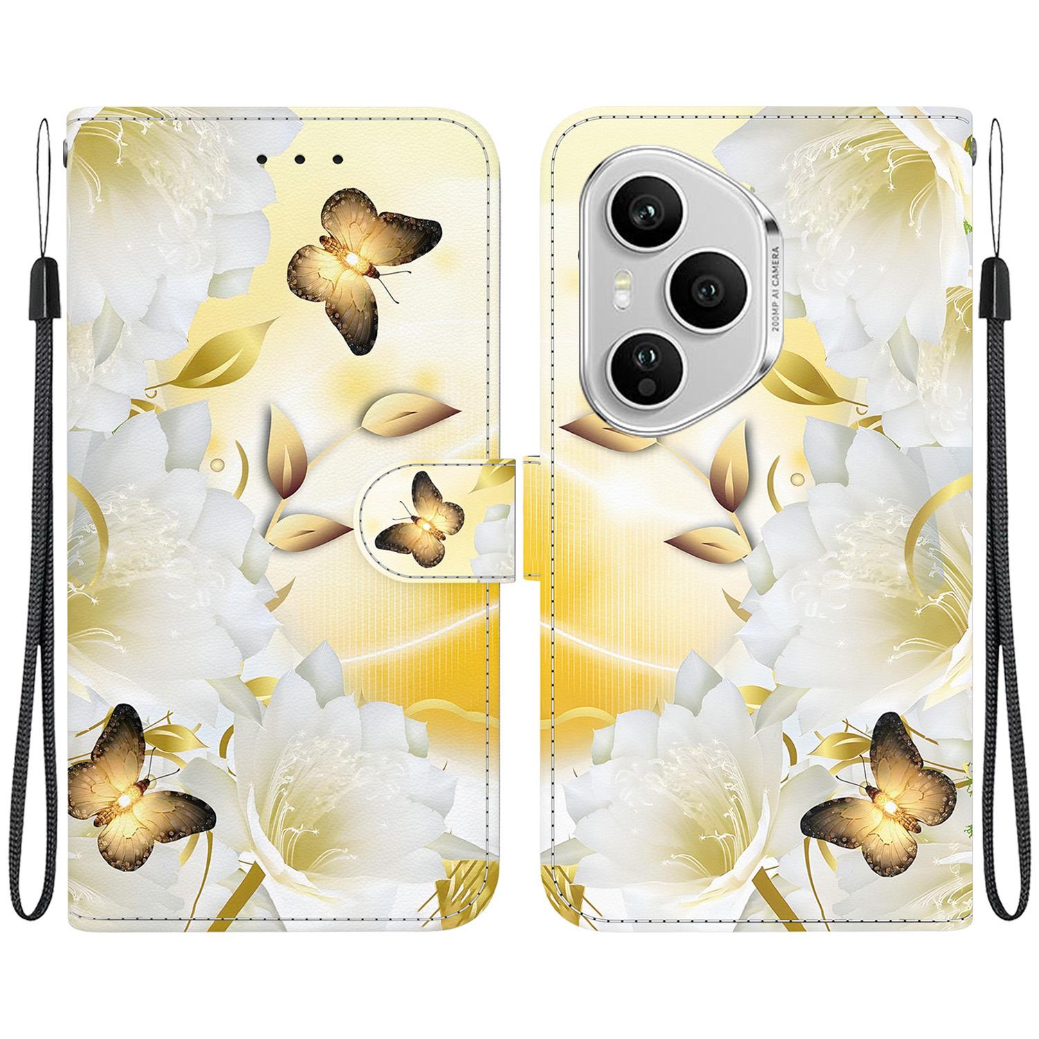 

For Honor 400 Pro 5G (Global) Wallet Phone Case Anti-Drop Pattern Printing Leather Flip Cover with Strap A