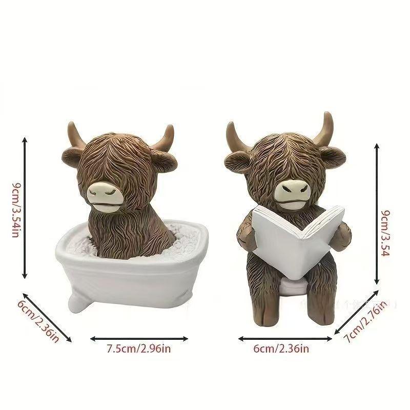 Highland Cow Resin Statue: Creative Festival Bathroom and Home Decoration Gift