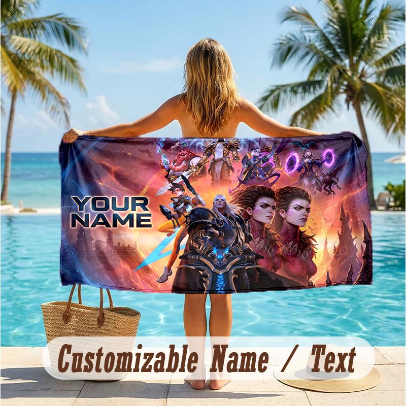 Custom Text Beach Towel, Soft Absorbent Swimming Multi-use TowelWorld of Warcraft