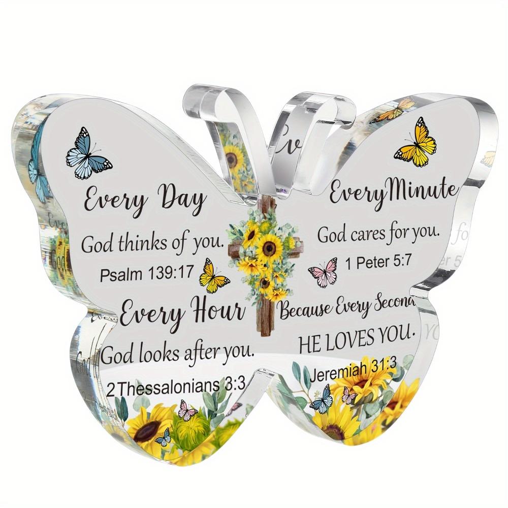 Bible Verse Religious Gift, Inspirational Scripture Gift Butterfly Acrylic Decoration, Nurseries, Home Desk Living Room Acrylic Decor