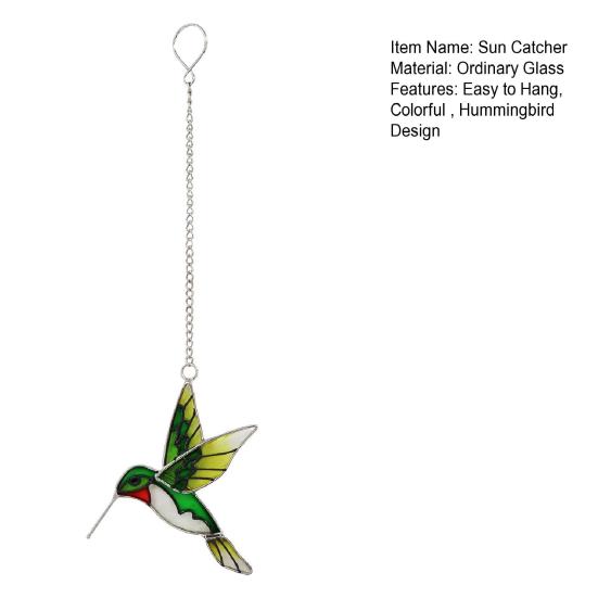Hummingbird Sun Catcher Stained Glass Hummingbird Suncatcher Colorful Bird Hanging Decoration for Windows Garden Yard Outdoor