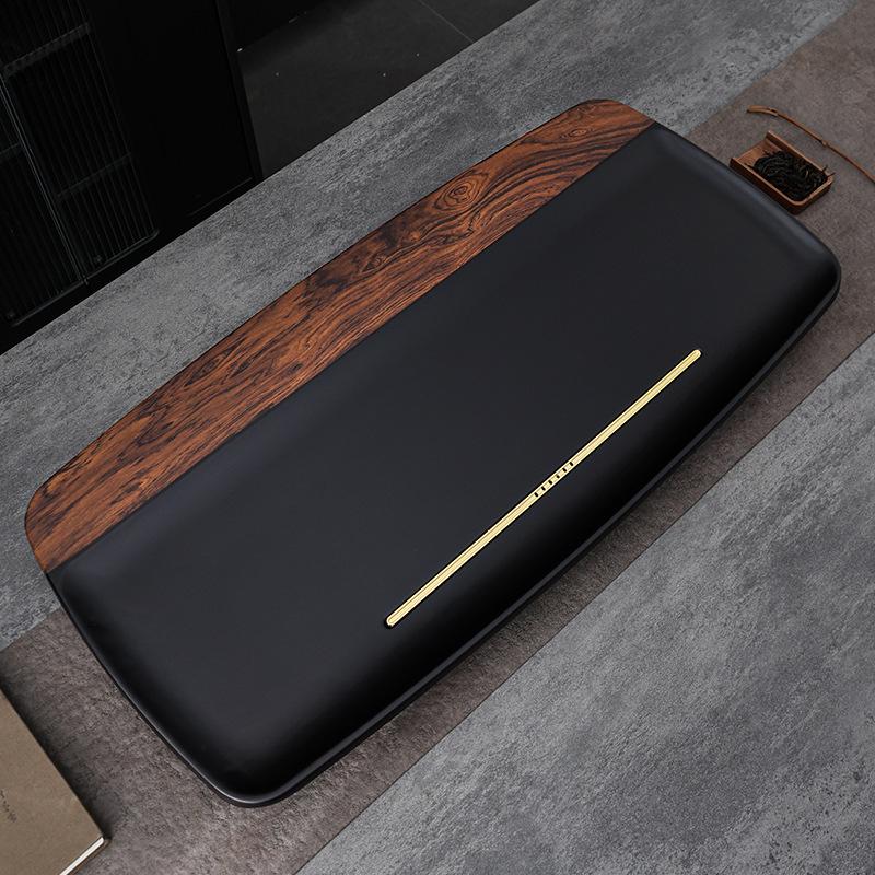 Whole solid wood tea tray New simple living room household rectangular walnut tea table Bakelite tea set 60x30x3cm