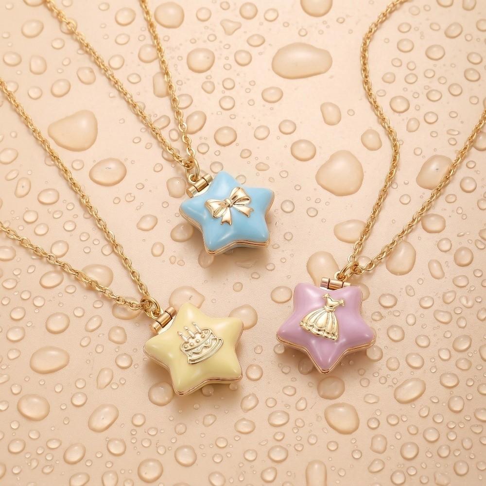 Cute Pentagram Phase Box Necklace Opening Closing Opening Box Necklace Jewelry Pendant  for Women