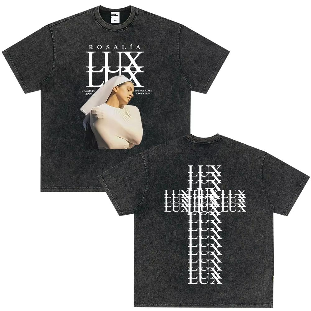 Vintage Gewaschenes Singer Rosala LUX Album Grafik T-Shirt Herren Damen Mode Kleidung T-Shirt Lässig Hiphop Übergroße T-Shirts