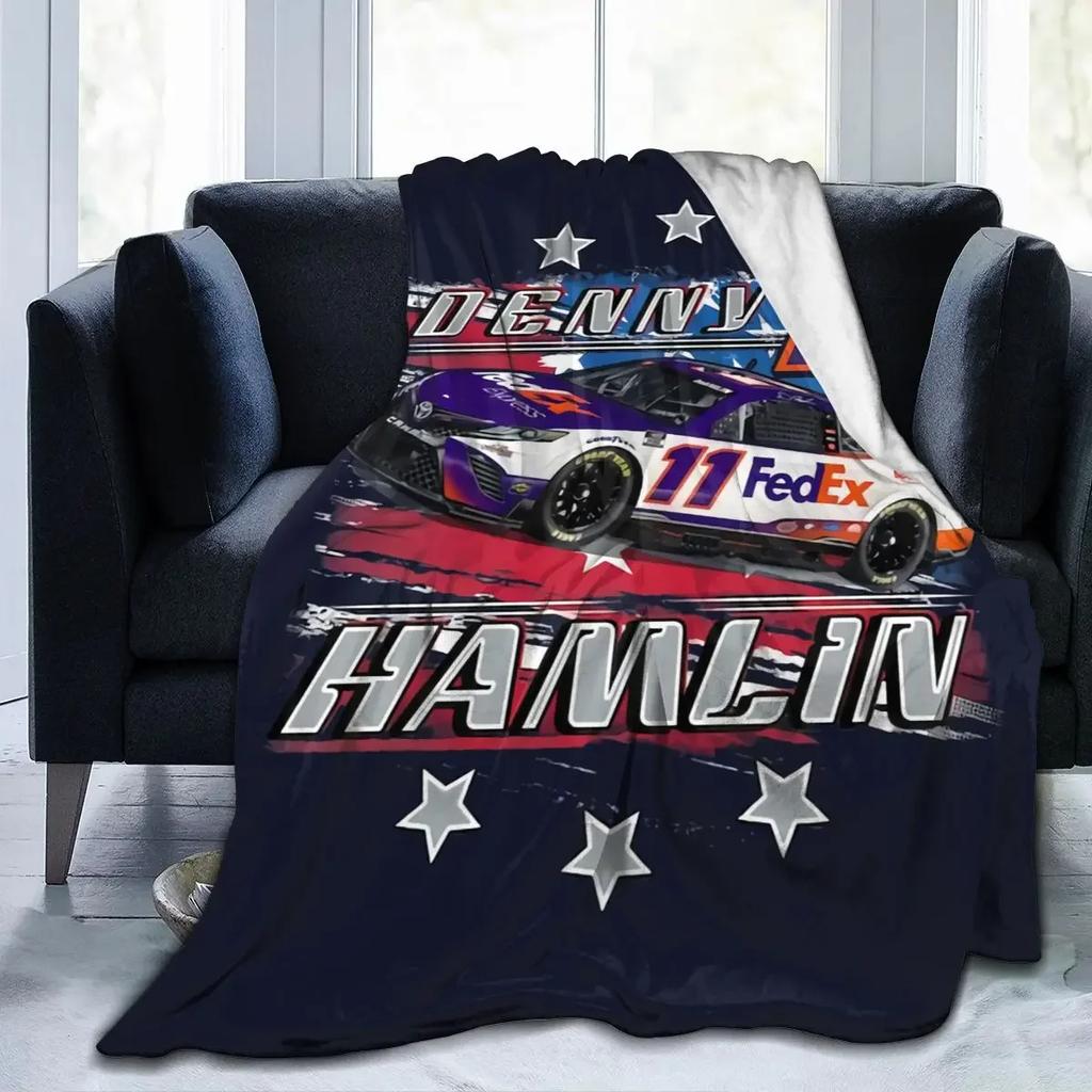 Denny Hamlin 11 All Season Fleece Blanket Throw Ultra Soft Flannel Blanket Digital Printed Premium Fluffy Microfiber Fleece