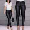 Pantaloni da Donna a Vita Alta in Ecopelle PU Monocolore Skinny a Matita