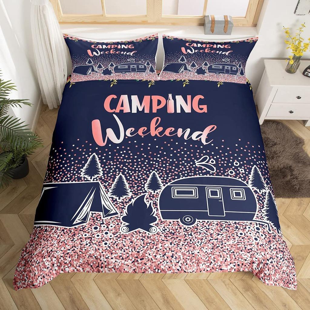 Turkey Three-Piece Quilt Cover 3D Digital Printing Bedding Autumn Pumpkin Maple Leaf Bed Cover