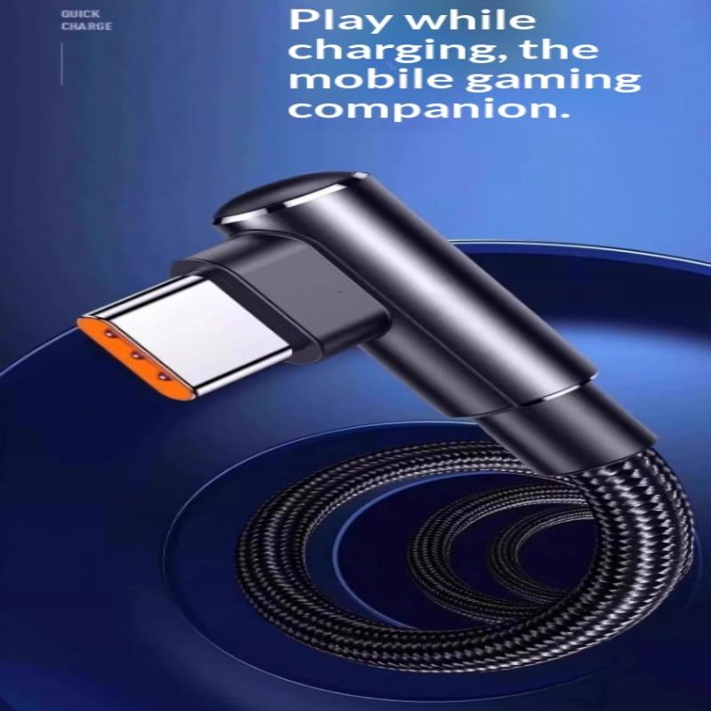 Caricabatterie a gomito a 90 gradi Cavo intrecciato in nylon 6A Tipo C Cavo di ricarica rapida USB per cavo caricabatterie Redmi