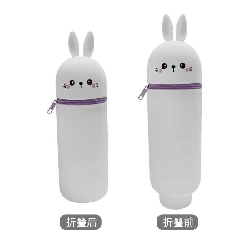 1PCS Kawaii Animals Silicone Telescoping Pencil Case Student Large Capacity Stationery Bag Giraffe/ Bee/Panda Learn Stationery