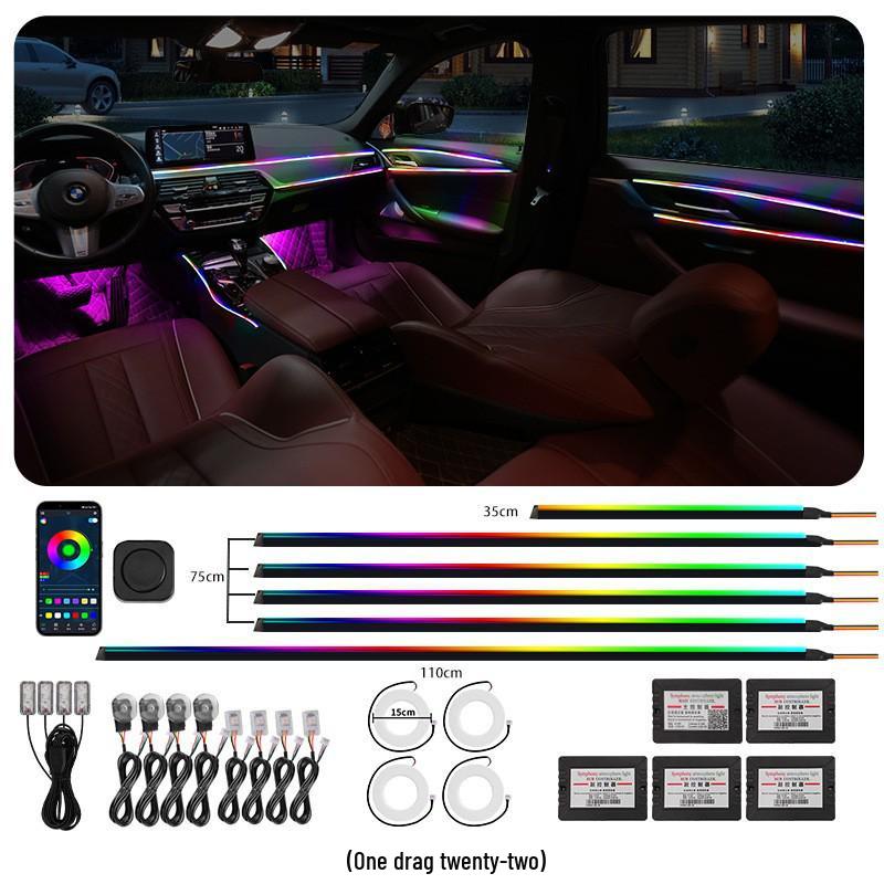 18-in-1 LED Vehicle Ambient Light Strip: Hidden Acrylic, 256 Colors