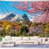 Osaka Castle Cherry Blossom Tapestry, Mt Fuji Landscape Wall Hanging, Japanese Scenery Home Decor For Bedroom Living Room