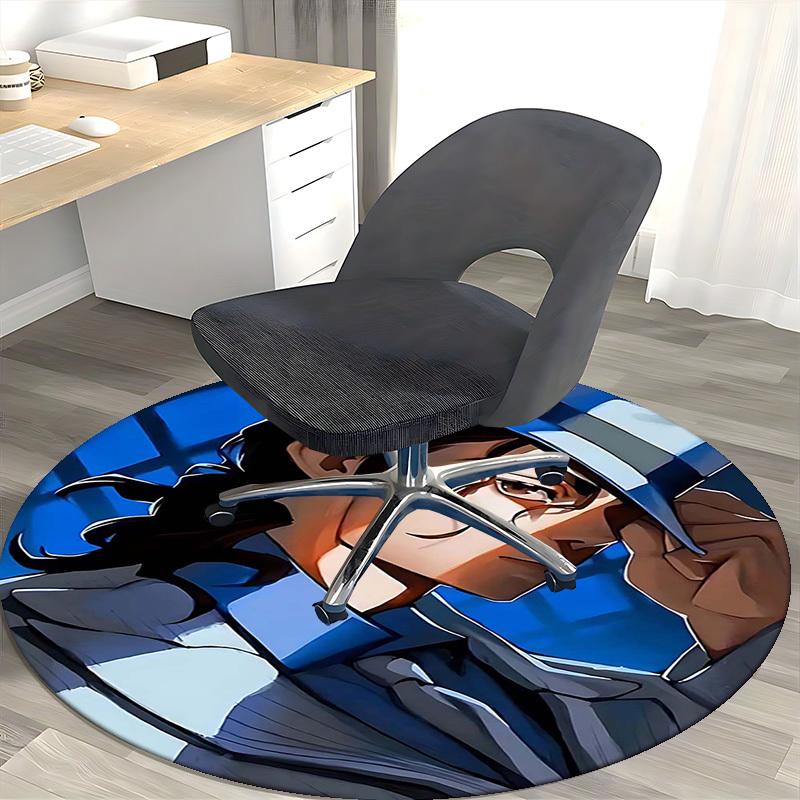 1pc Anime Design Round Carpet for Office Chair Mat, Non Slip Rug Home Decor, Living Room, Bedroom