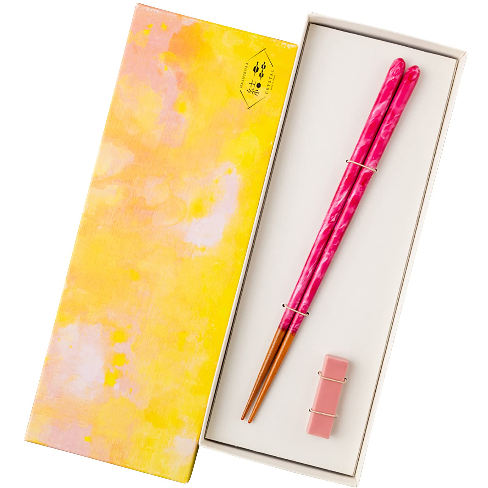 

Hashikura Matsukan Dishwasher Natural Chopstick Rest Crystal Colored Dream Cherry Blossom Made in Chopsticks, Safe, Wood, Unisex, Set, 22.5cm, Design, розовый