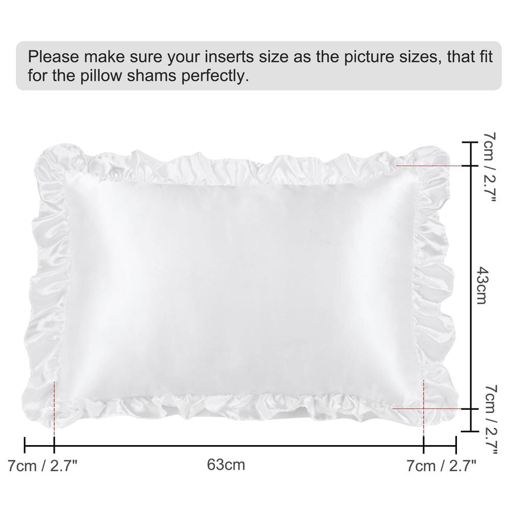 PiccoCasa Pillowcase Satin Ruffle Cool Rayon Envelope Style Cool To the Touch Pillowcase Set of 2 Silky Soft Pillowcase Plain Odor Resistant Beautiful