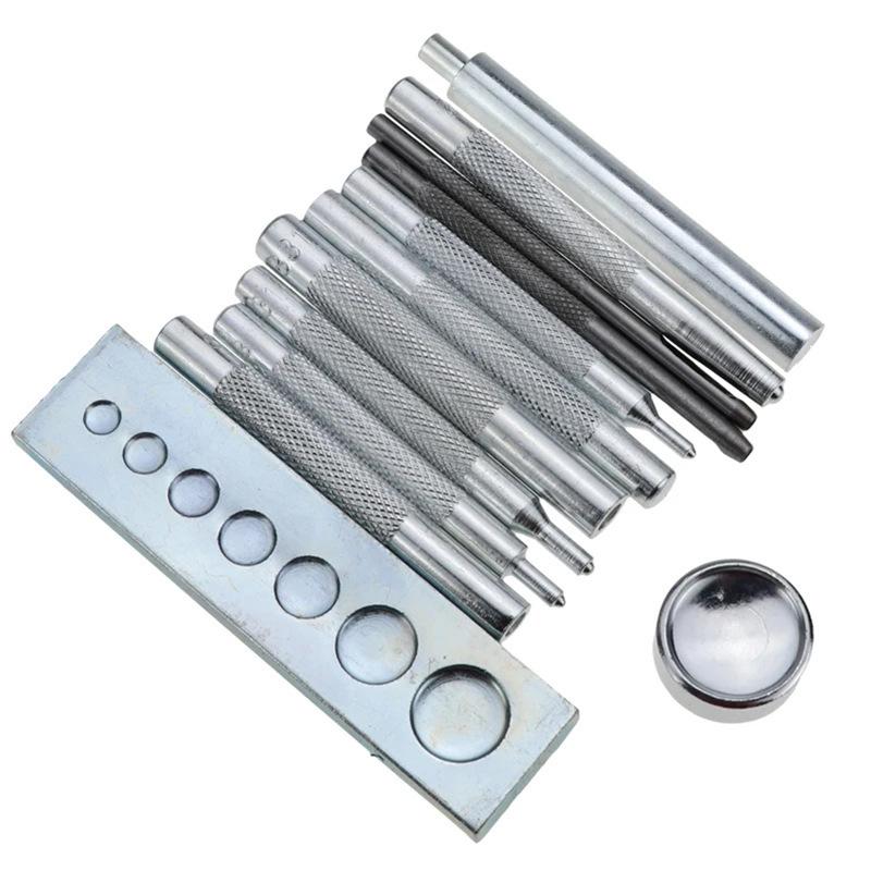 1set Snap Rivet Fastener Buttons Installation Tool Kit for DIY Leather Crafts Hand Punch Tool Set