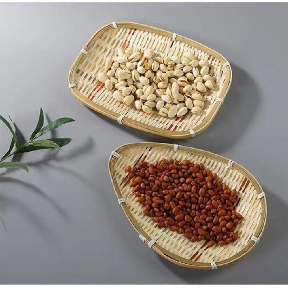 Bread Storage Basket Vegetable Food Round Snack Basket Bamboo Serving Tray  for Fruit Vegetables