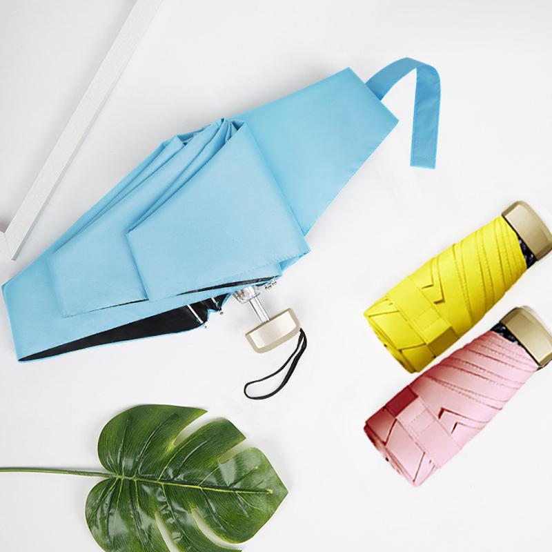 Mini Folding Umbrella 6-Folding Anti UV Portable Parasoles Lightweight Pocket Sun Shade Rain Umbrella for Women