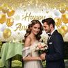 White Gold Happy Wedding Anniversary Banner for 5 10 15 20 25 30 40 50 for Couple, Happy Anniversary Decorations, Surprise for Parents Cheers To