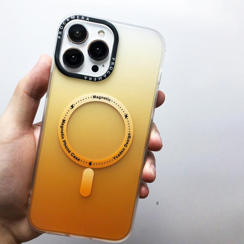 Applicable To IPhone16PROMAX Gradient Magnetic Phone Case, Apple 15 Matte Magsafe Protective Case 13/14