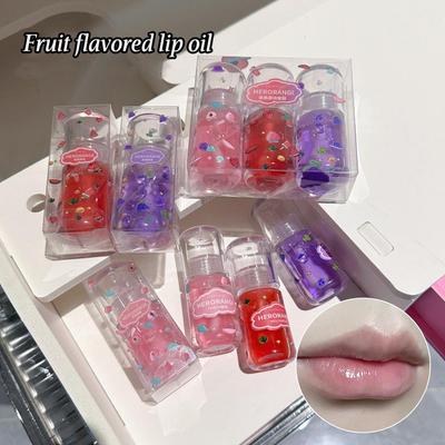 Fruchtaromatisiertes Lippenöl, feuchtigkeitsspendender Lippenbalsam, Lipgloss, Lippengrundierung, Lippenpflege, Make-up