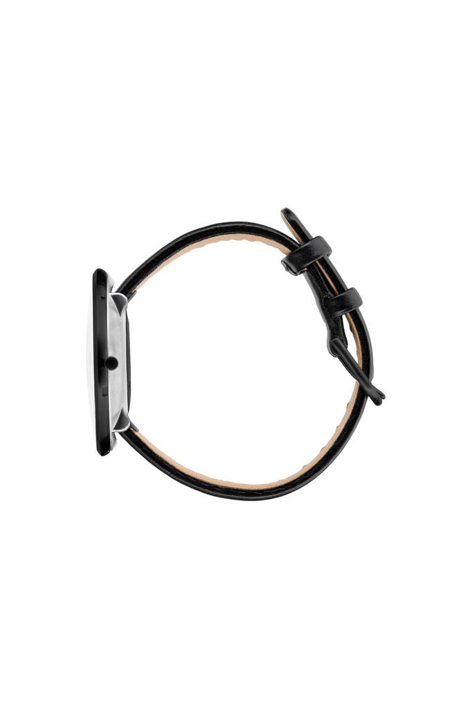 ARNE JACOBSEN STATION 53412-2001B Watch, 40mm, Scandinavian Design, Water Resistant (Quiet Design with No Second Hand), White with Black Leather Strap