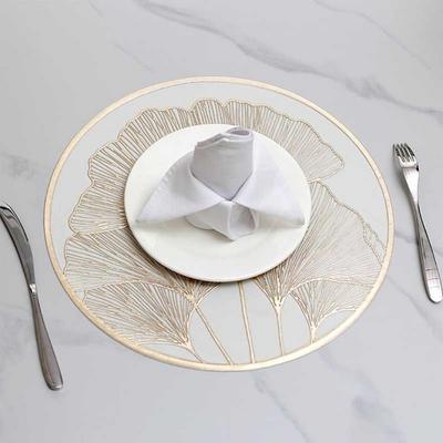 Placemat עגול עמיד בחום עיצוב עלי גינקו זהב כסף מחצלת הגנת שולחן אנטי הישרפה מחצלת צלחת מבודד לאוכל ביתי מטבח חתונה