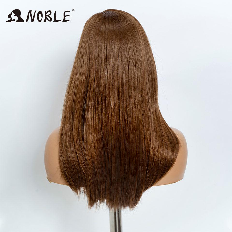 Noble Synthetic Lace Wigs For Women 18 Inch Straight Layered Lace Wig Side Part Pre Plucked Ombre Brown Blonde Cosplay Wigs