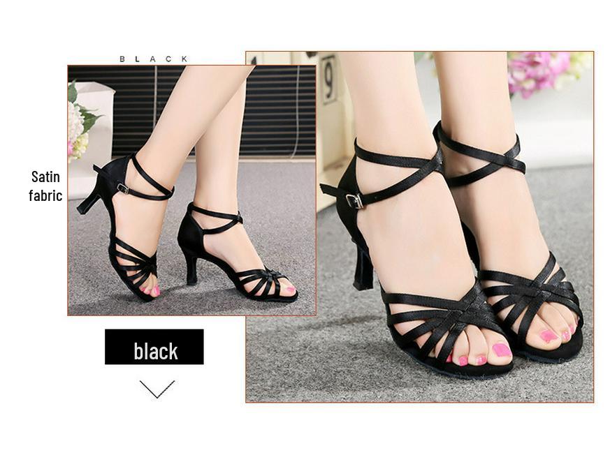 Damen Latein Tanzschuhe, Mittlerer Absatz, Abriebfest, Weiche Sohle, Hoher Absatz, Damen Performance Schuhe für Innen