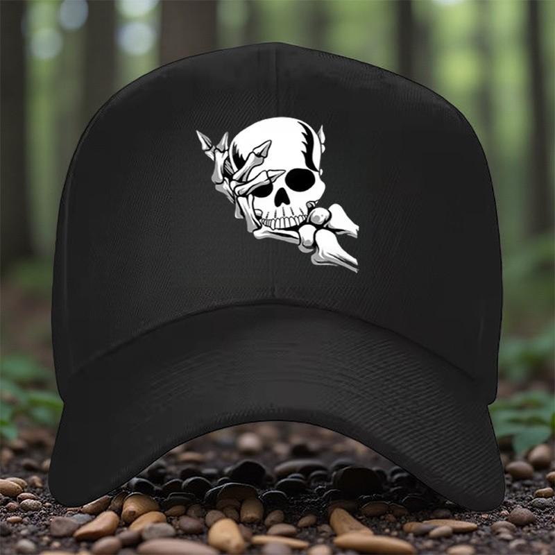 Skull Bones Graphic Baseball Cap Adjustable Polyester Casual Sun Hat for Unisex Women