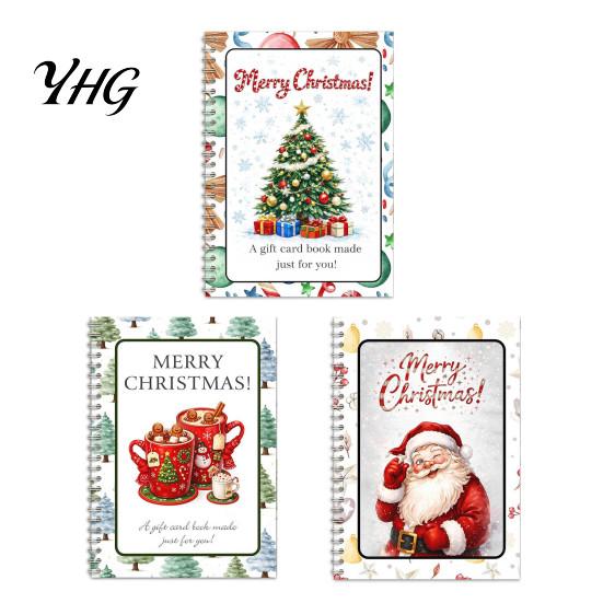 Christmas Gift Card Holders Spiral Bound Book, Vibrant Festive Design Keepsake Booklet, Winter Celebration Cards Compact Decorative Present Holder for