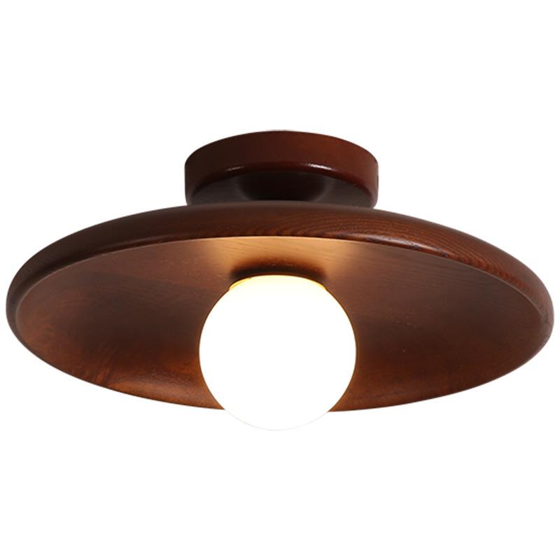 Handcrafted Wooden Ceiling Lamp with LED Lights for Corridor, Living Room, Entrance, Balcony - Wooden Disc Pendant Light Fixture
