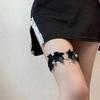 Gothic Lace Bells Garter Belt Heart Bowknot Cross Lolita Rings Leg Garters Cosplay Collar Sexy E5B1