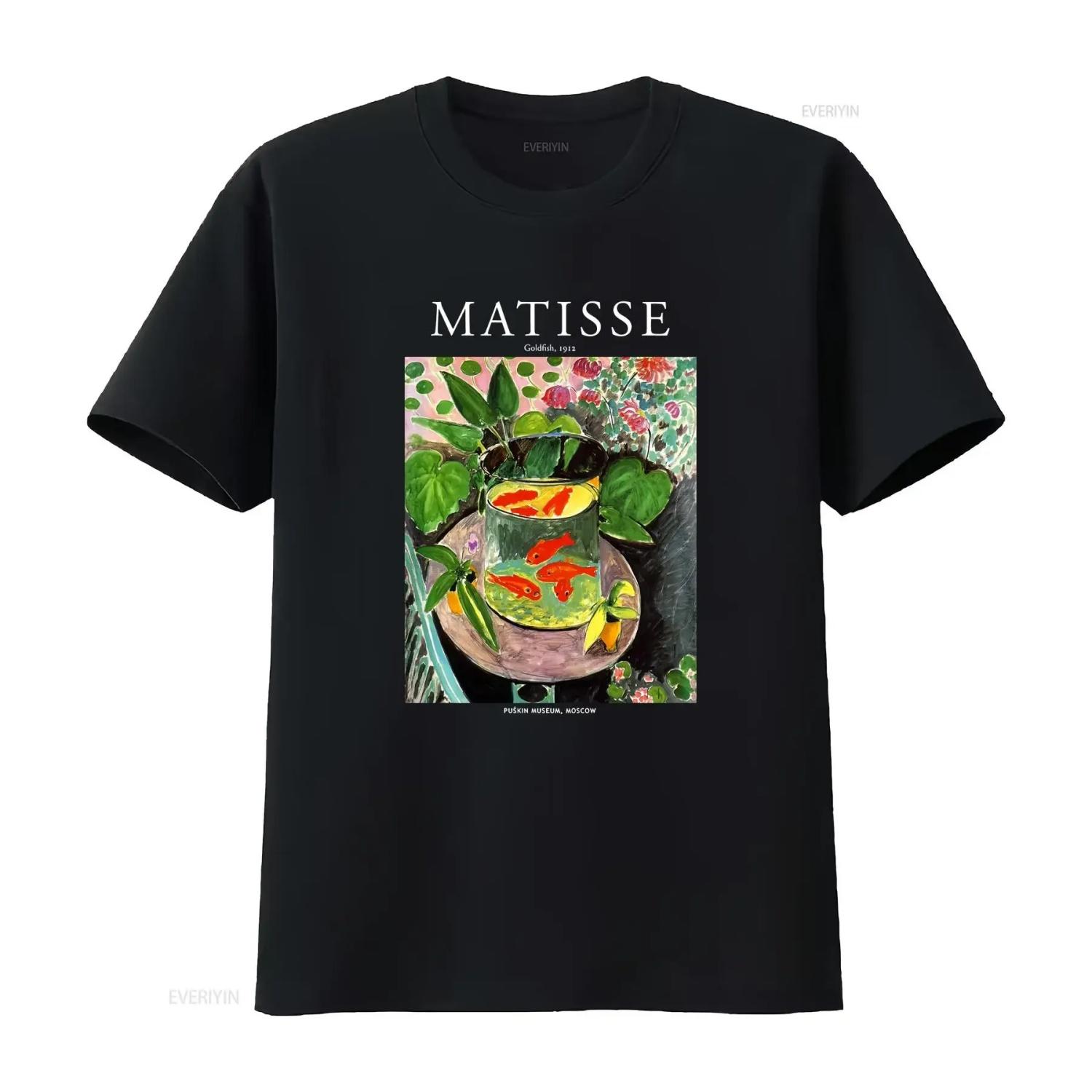 Henri Matisse Goldfish T Shirt Art lover design black vintage Washed Comfortable Stylish Soft homme Stretched Versatile fashion S