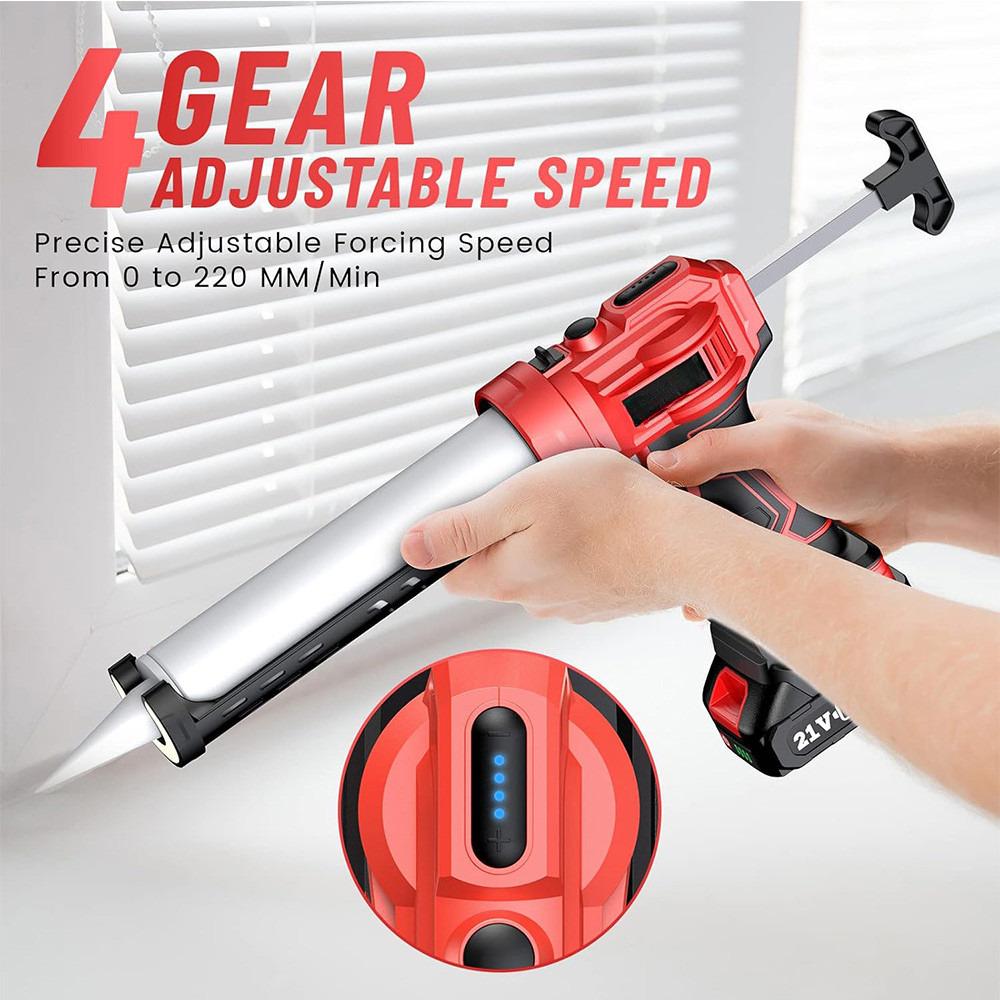 20V Cordless Portable Caulking Gun 4 Speeds Adjustable Electric Adhesive Gun Kit Home DIY Filling Sealing Caulk Gun
