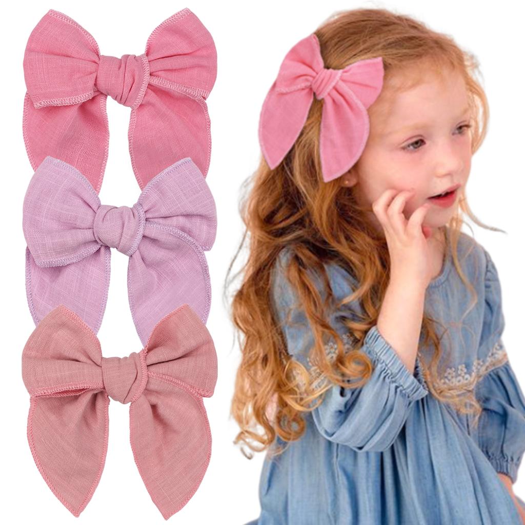 5Inch Girls Women Linen Bow Hair Clips Big Sailor Bow Barrettes Baby Kids Hairgrips Hair Bows Accessories Headwear