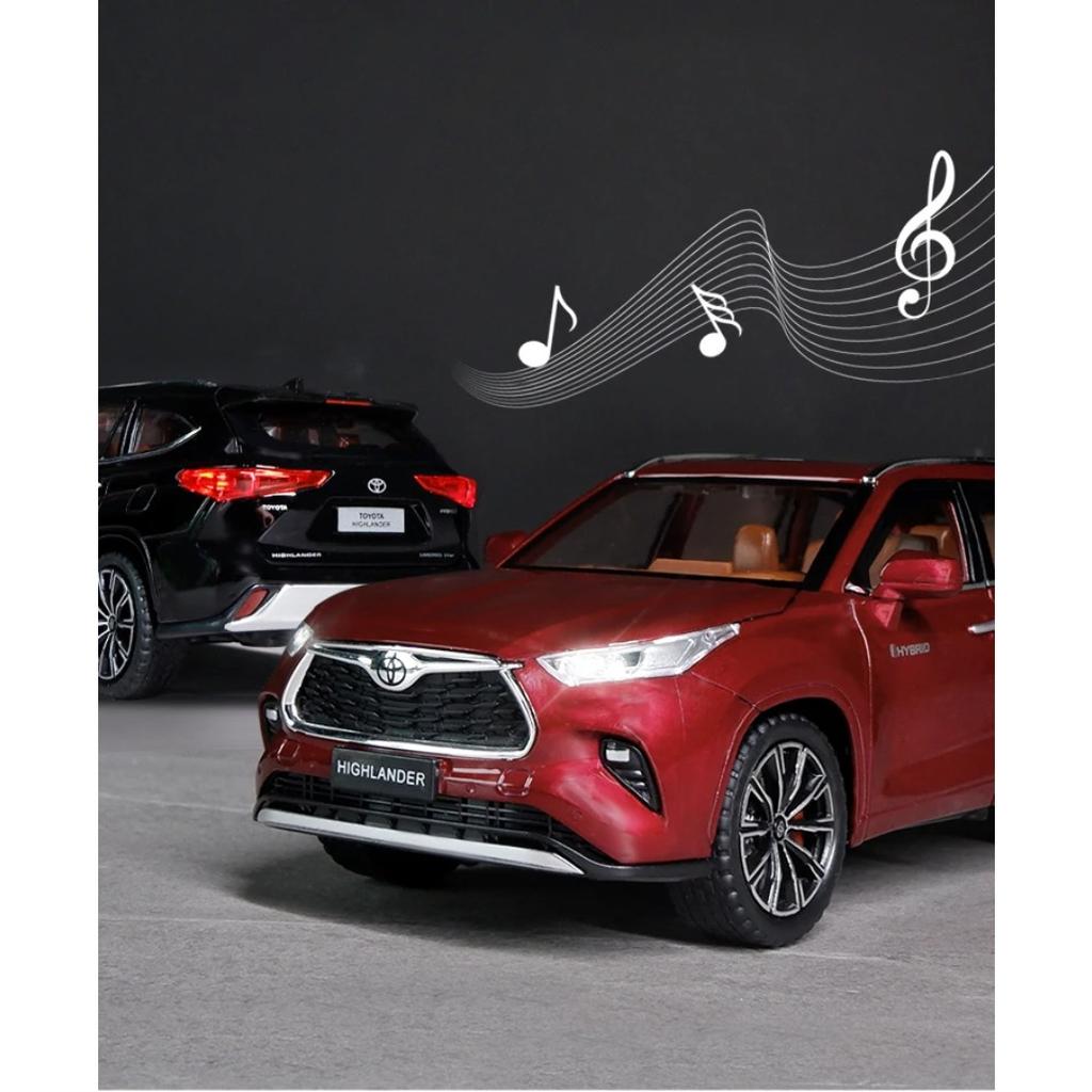 1/24 Toyota Highlander SUV 2023 Alloy Die Cast Toy Car Model Sound and Light Pull Back Children's Toy Collectibles Birthday Gift