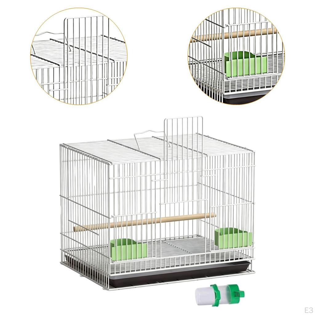 Bird Cage, Carrier with Perches, Portable Iron Cage for Parakeets, Canaries, Small Birds, Cockatoos