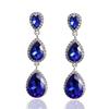 Korean Style Festive Red Teardrop Tassel Earrings with Rhinestones