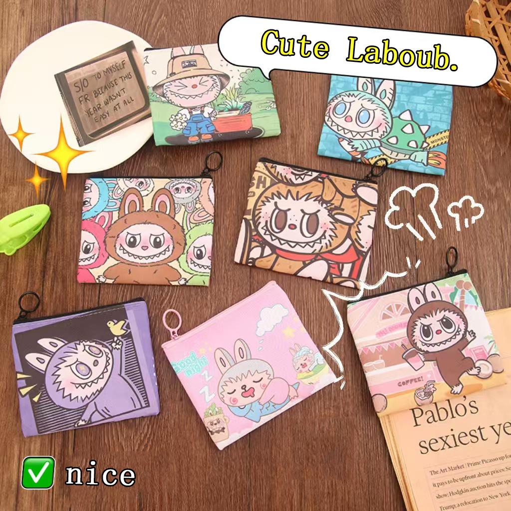 Portamonete Labubu mini borsa, porta carte per bambini, borsa portatile in PU per cuffie, piccola borsa portaoggetti da viaggio