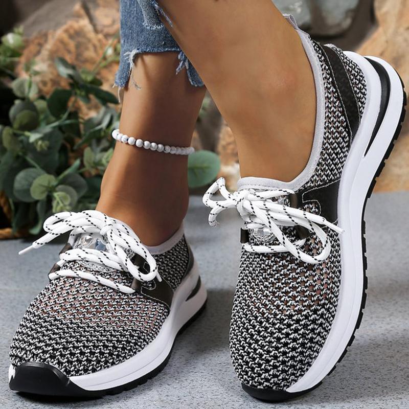 

Модная однотонная дышащая сетчатая спортивная обувь женская весна-осень удобная больших размеров 36-43 женские кроссовки нескользящая обувь на шнуровке женская 43 чёрный