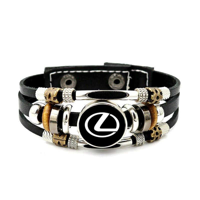 Retro Adjustable Car Logo Leather Double Side Hand Made Rope Bangles for Lexus ES200 ES300 GS250 GS300 IS300 RX300 NX300 UX